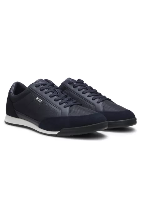 Suede-trim trainers with ribbed sole