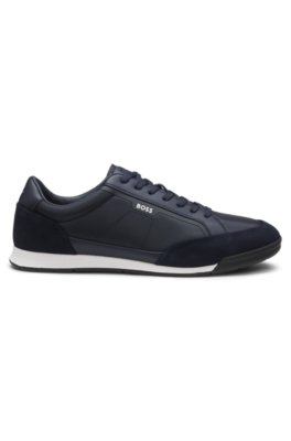 Boss Suede-trim trainers with ribbed sole låga sneakers herr – bild 3