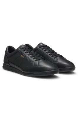Leather trainers with foil logo 1