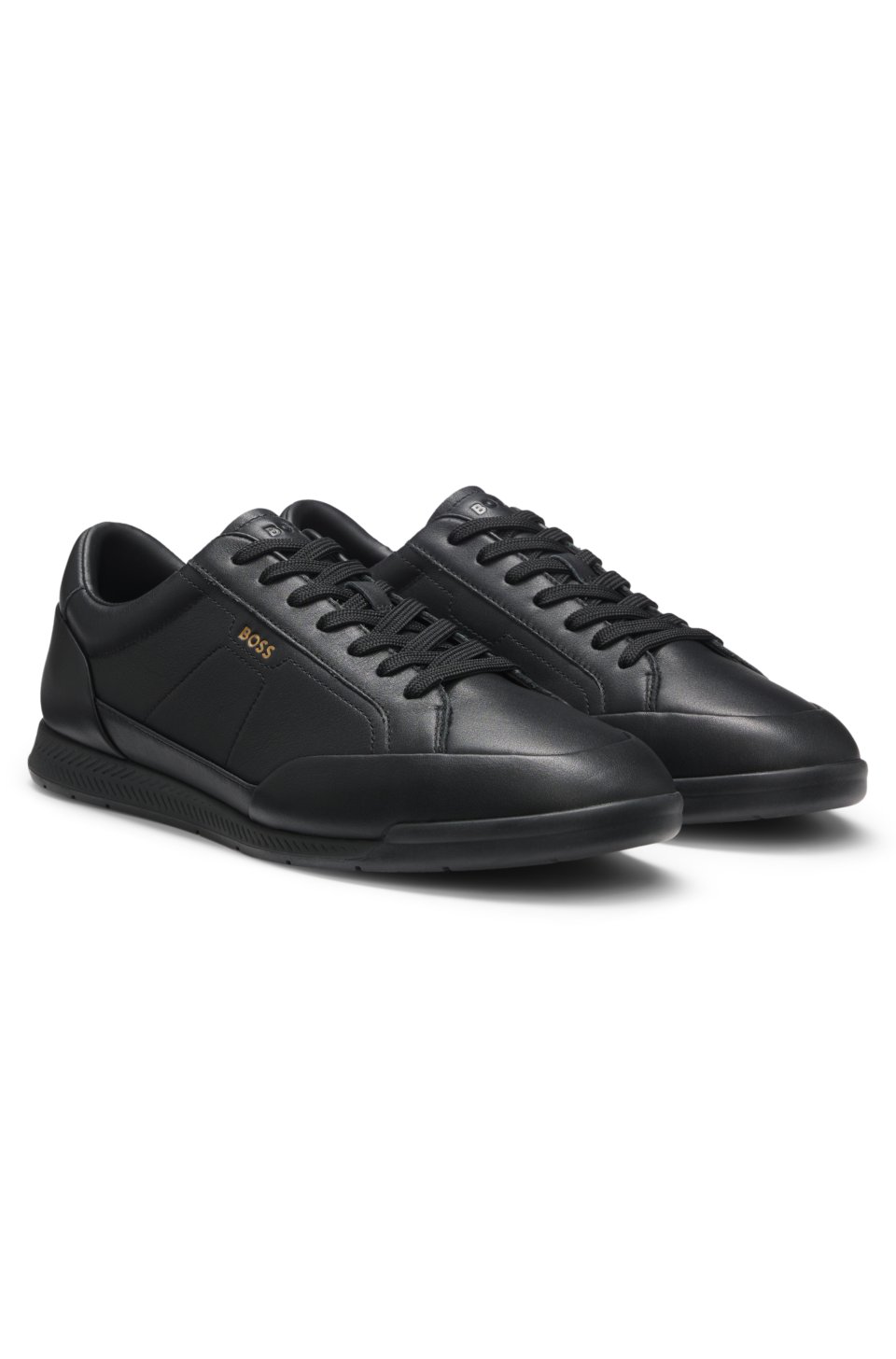 Leather trainers with foil logo
