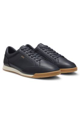 Leather trainers with foil logo 1