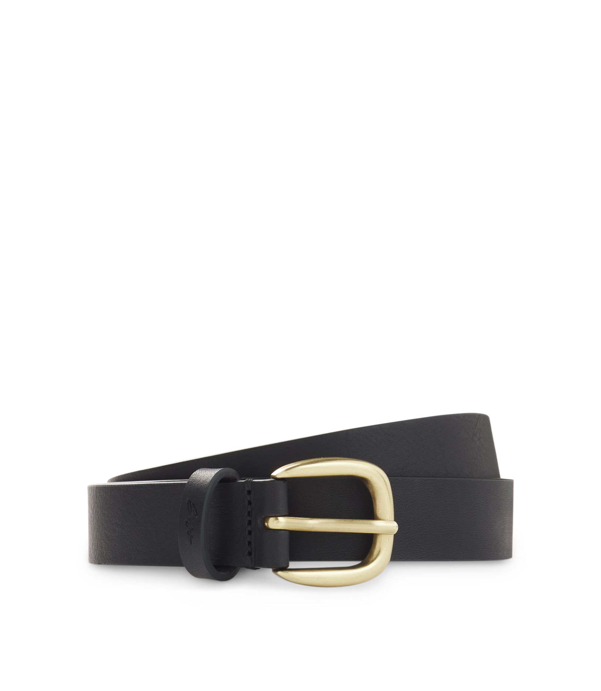 Elegant Black Belt with Gold Buckle B1 Solid Brass Buckle Belt - Black Belt With Gold Buckle - Full  main image 2