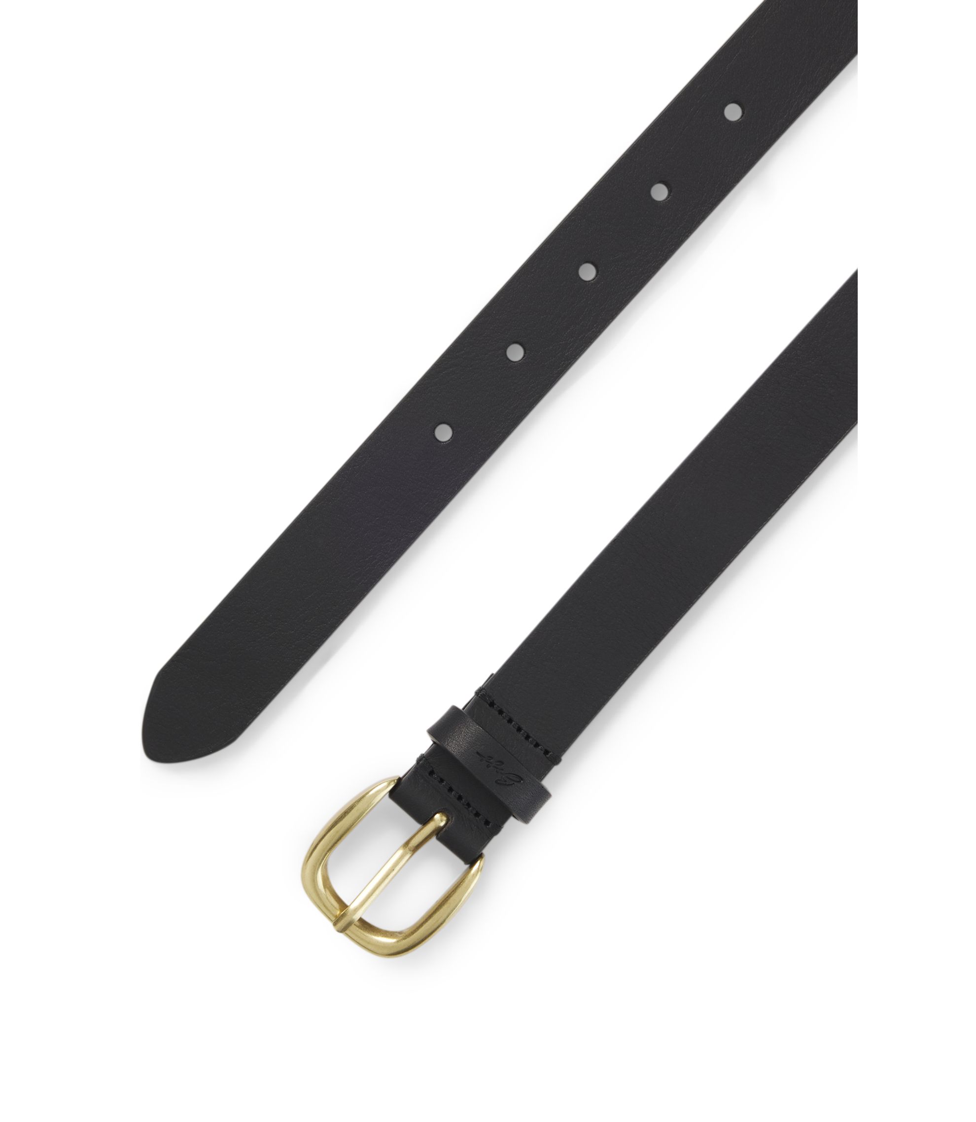 Hugo Boss Black Leather Belt with Gold-Tone Buckle BOSS - Golden-buckle belt in Italian leather - Black main image 4