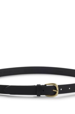 American Eagle‎ Black Leather Belt Gold Tone Buckle Unisex Medium Bama Belts and Leathers American Eagle Design Handmade Mens  main image 2