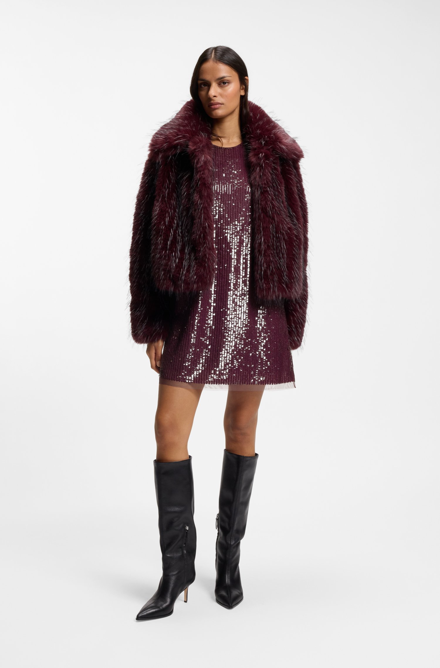 Boss Relaxed-fit coat in eye-catching faux fur kappor & rockar dam – bild 2