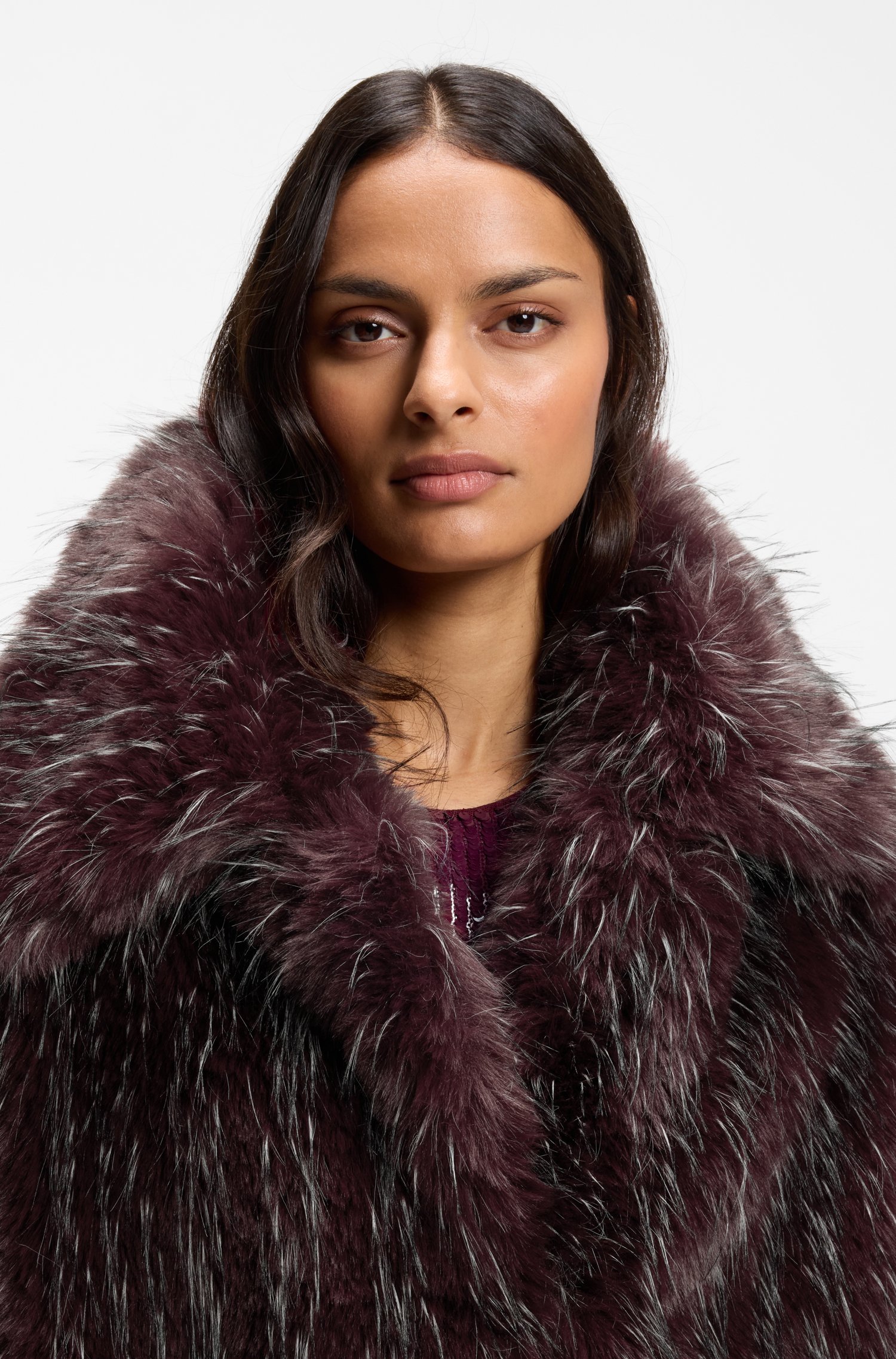 Boss Relaxed-fit coat in eye-catching faux fur kappor & rockar dam – bild 3