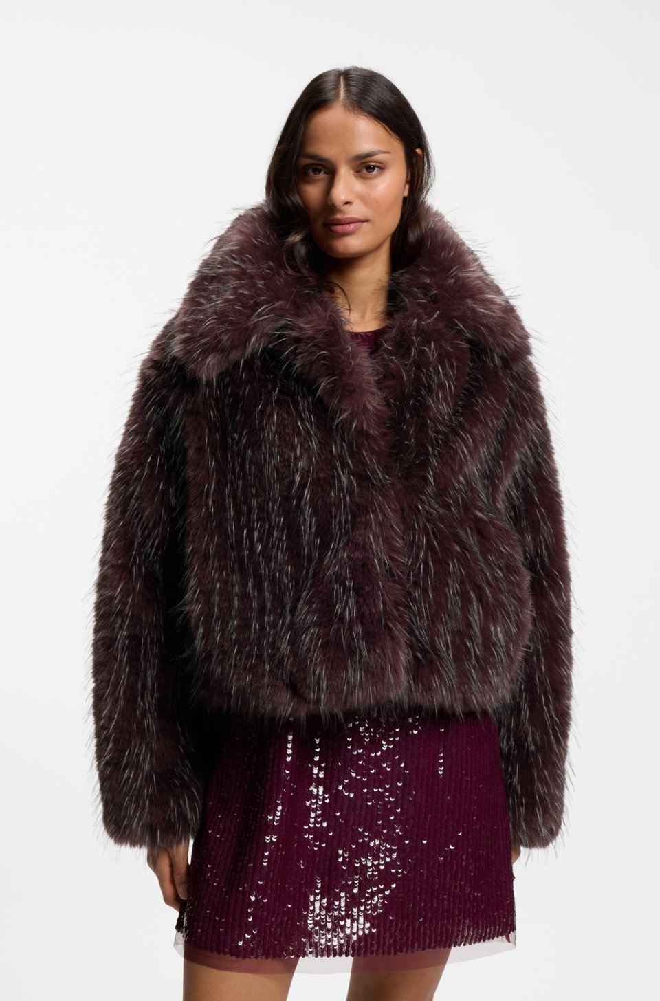 Relaxed-fit coat in eye-catching faux fur