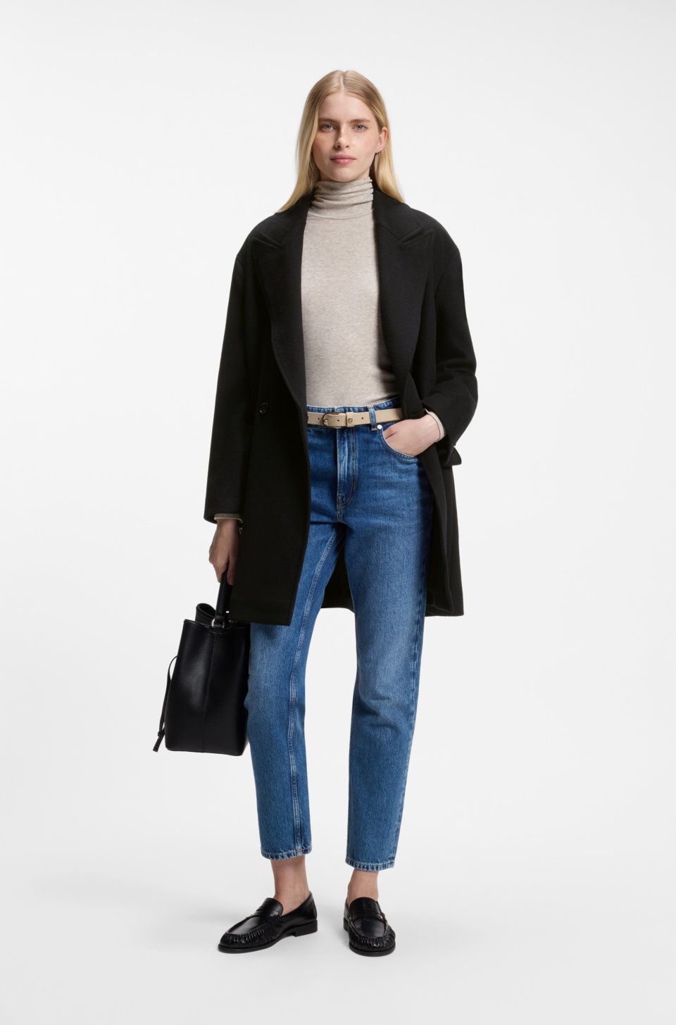 Double-breasted coat in soft twill