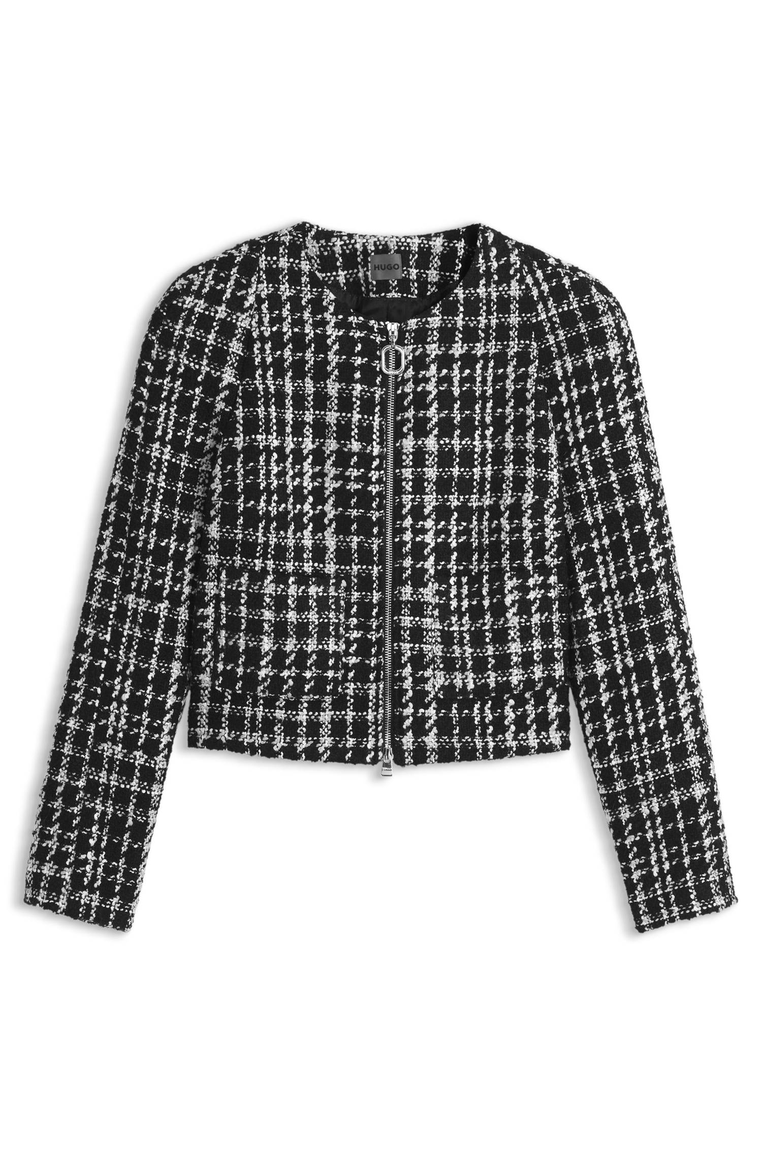 Hugo Checked boucle jacket with A-line cut kavajer & blazers dam – bild 4