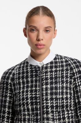 Veste en maille bouclette &agrave; carreaux avec coupe &eacute;vas&eacute;e, Fantaisie