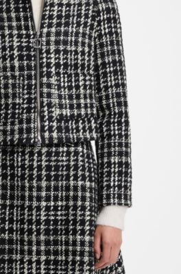 Veste en maille bouclette &agrave; carreaux avec coupe &eacute;vas&eacute;e, Fantaisie
