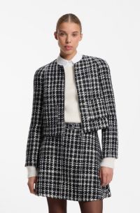 Checked boucle jacket with A-line cut, Patterned
