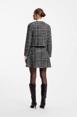Veste en maille bouclette &agrave; carreaux avec coupe &eacute;vas&eacute;e, Fantaisie