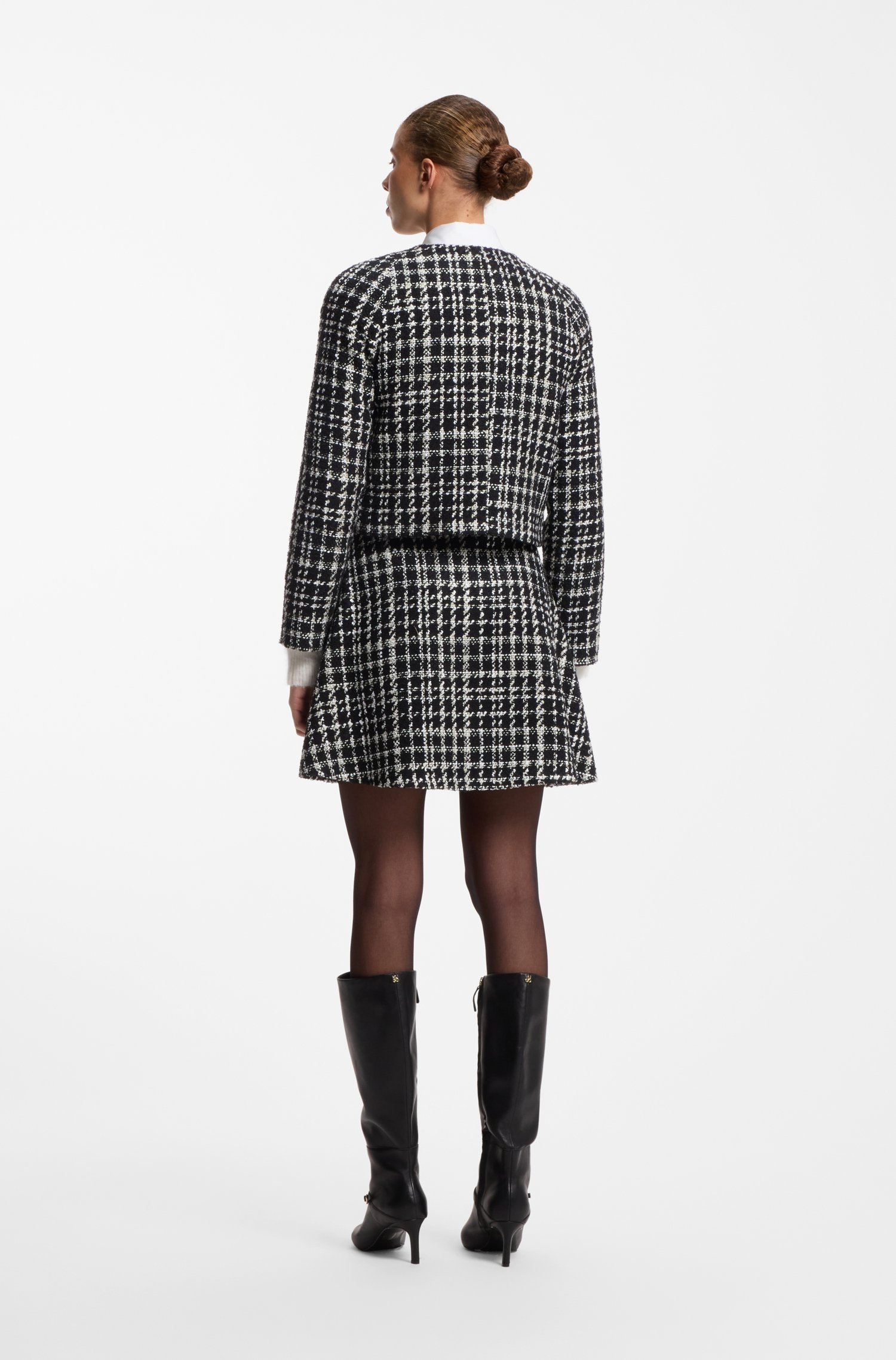 Hugo Checked boucle jacket with A-line cut kavajer & blazers dam – bild 2