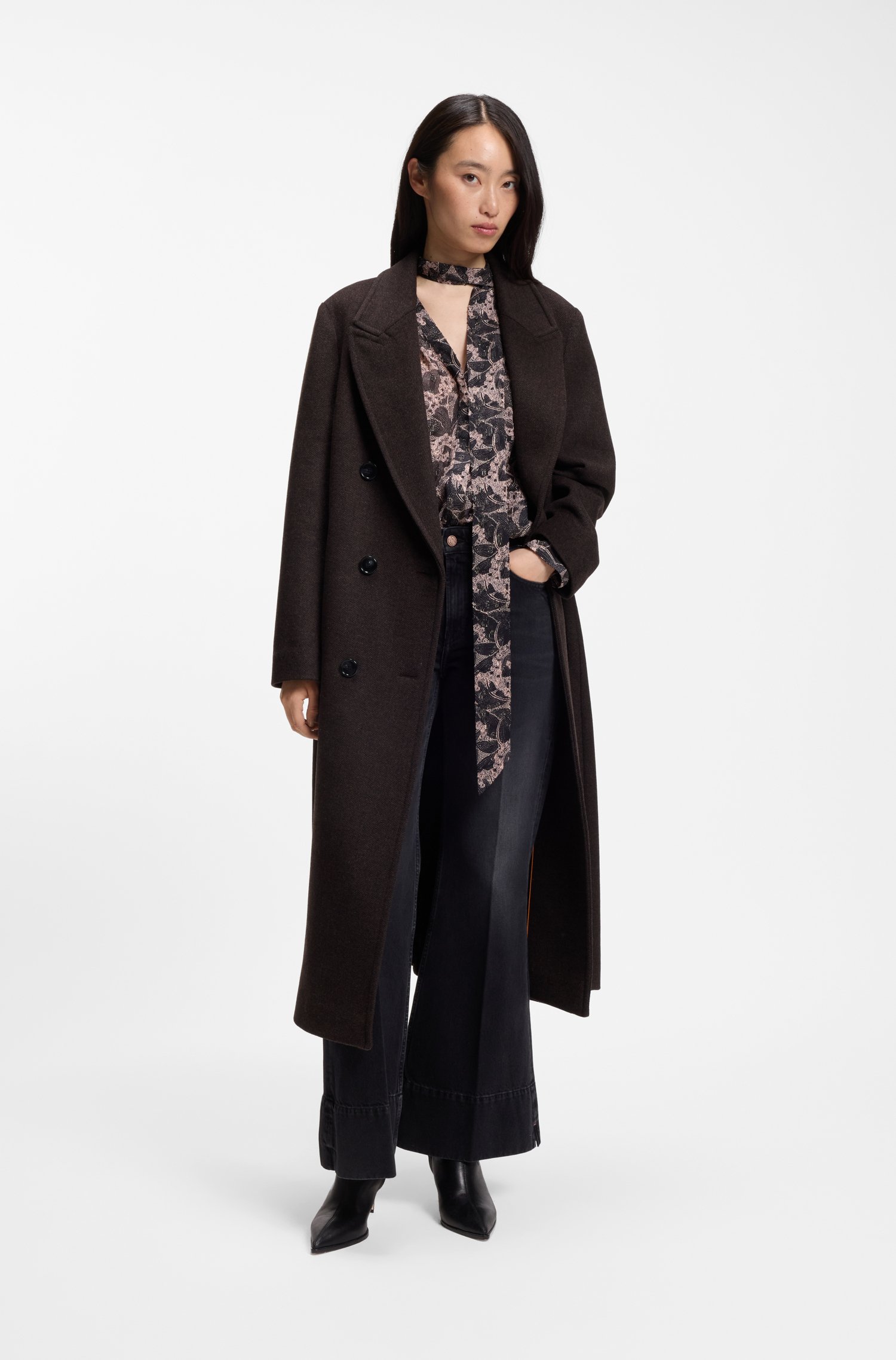 Boss Relaxed-fit coat with double-breasted front kappor & rockar dam – bild 2