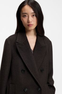 Relaxed-fit coat with double-breasted front, Dark Brown
