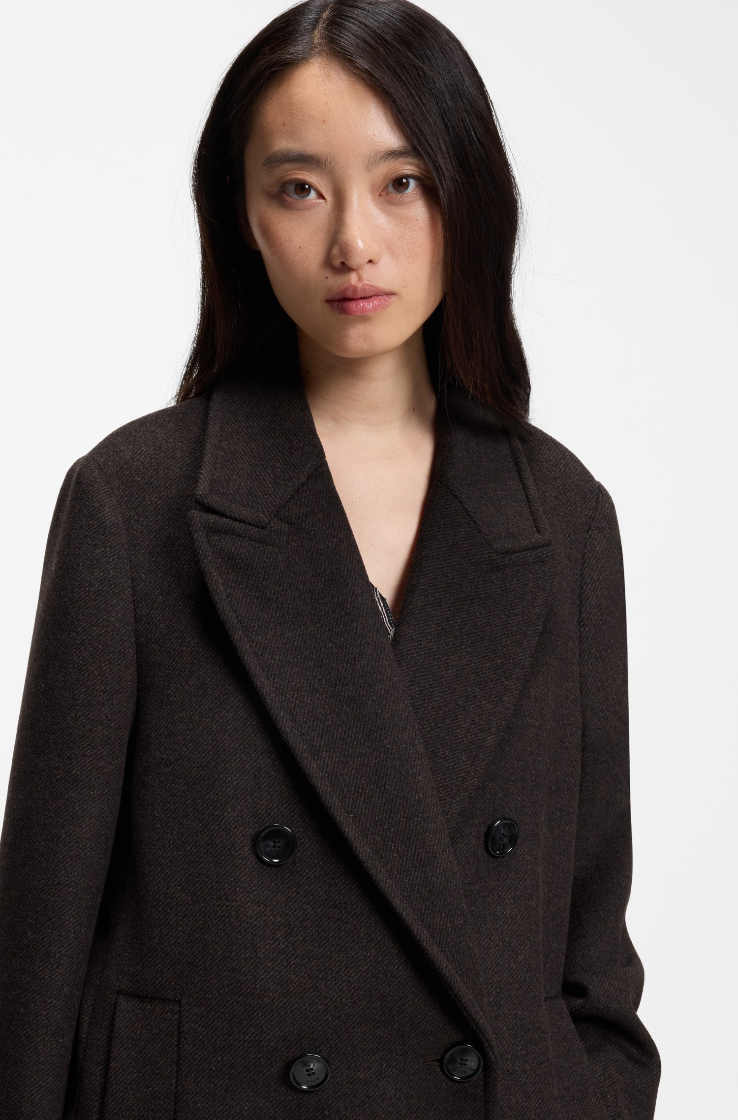 Boss Relaxed-fit coat with double-breasted front kappor & rockar dam – bild 3