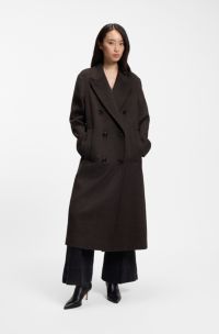 Relaxed-fit coat with double-breasted front, Dark Brown