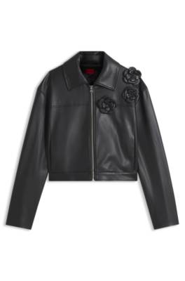 Hugo Faux-leather jacket with floral embellishments skinnjackor dam – bild 4