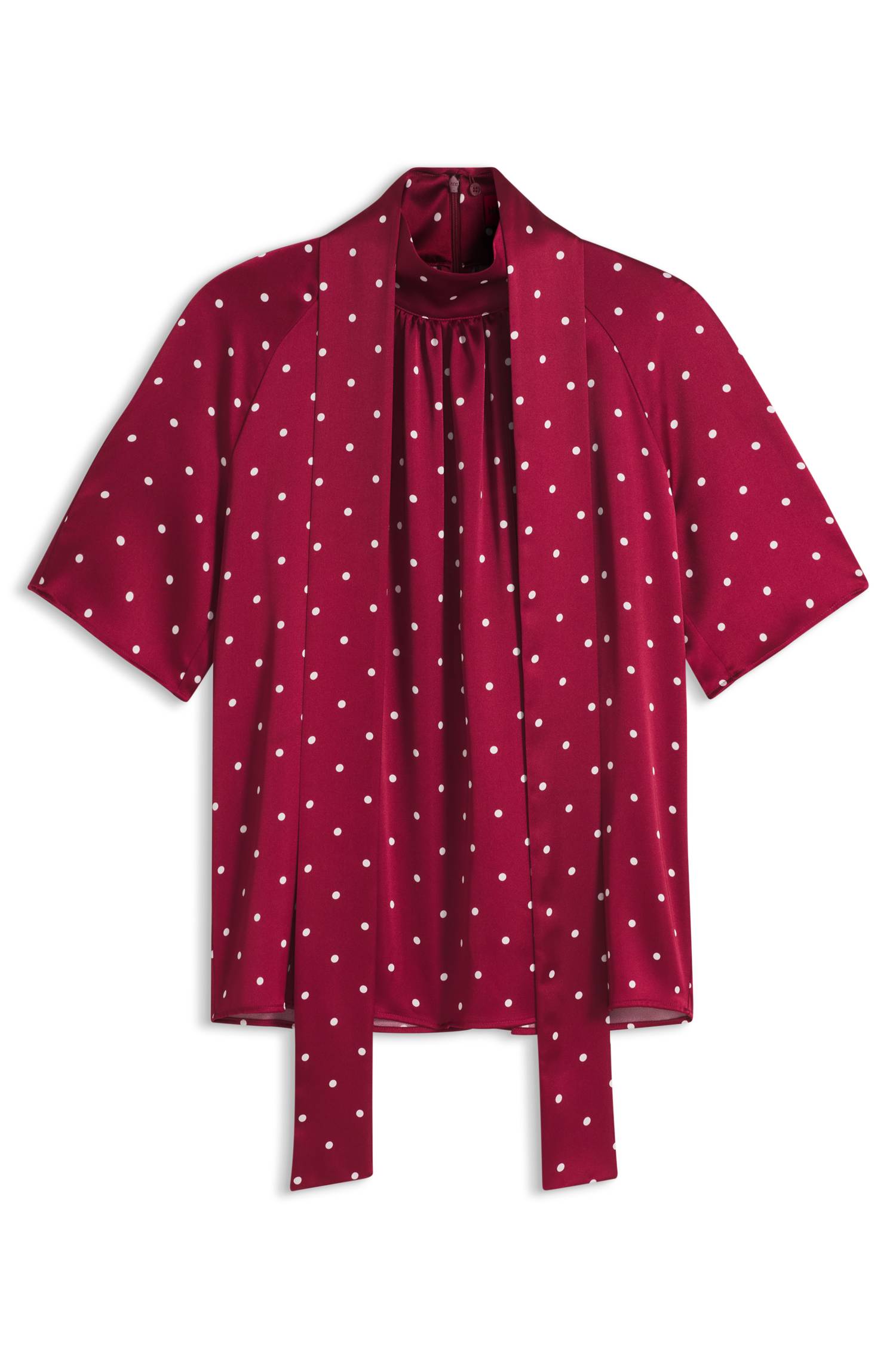 Hugo Polka-dot top in stretch satin with detachable scarf toppar & linnen dam – bild 4