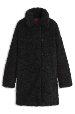 Hugo Relaxed-fit coat in textured faux fur pälskappa dam – bild 4