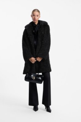 Hugo Relaxed-fit coat in textured faux fur pälskappa dam – bild 2
