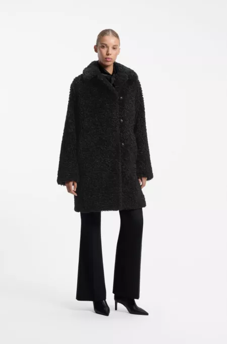 Relaxed-fit coat in textured faux fur