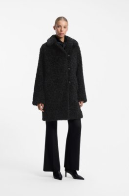 Relaxed-fit coat in textured faux fur