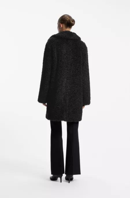 Relaxed-fit coat in textured faux fur