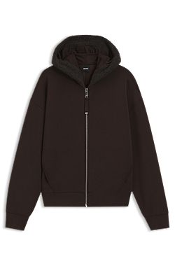 Loose-fit zip-up hoodie in scuba jersey