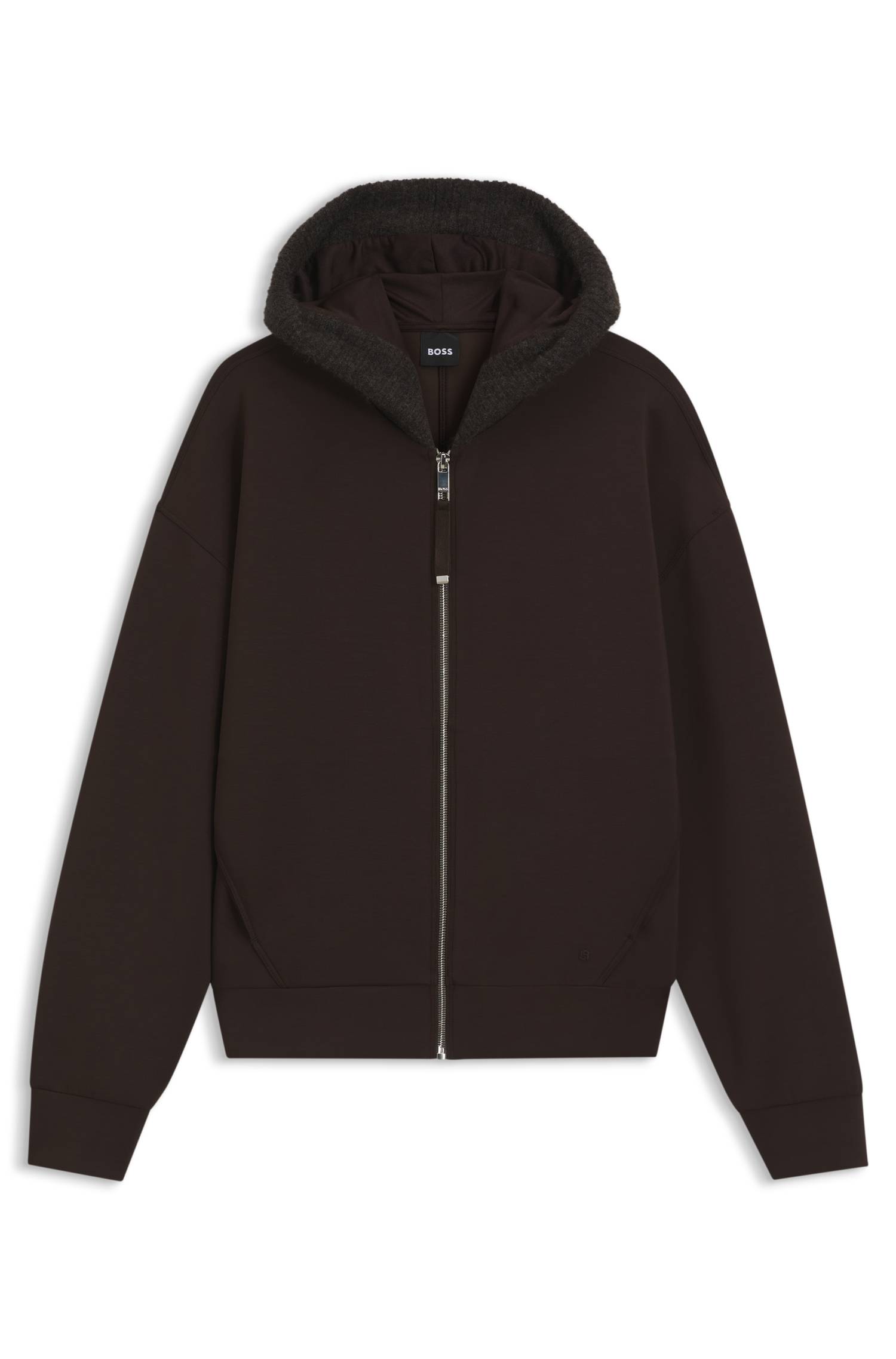 Boss Loose-fit zip-up hoodie in scuba jersey dam – bild 4