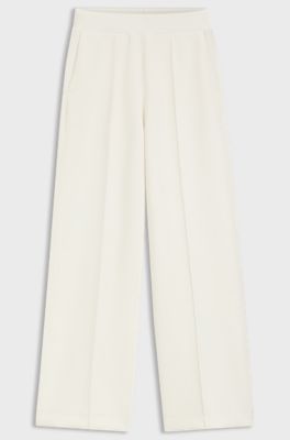 Wide-leg relaxed-fit trousers with Double B logo, Natural