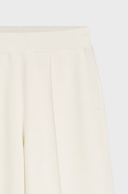 Wide-leg relaxed-fit trousers with Double B logo, Natural