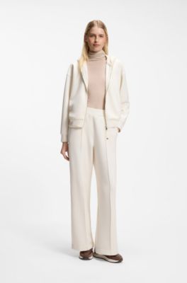Wide-leg relaxed-fit trousers with Double B logo, Natural