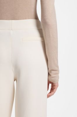 Wide-leg relaxed-fit trousers with Double B logo, Natural