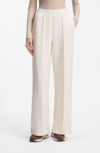 Wide-leg relaxed-fit trousers with Double B logo, Natural