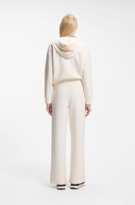 Wide-leg relaxed-fit trousers with Double B logo, Natural