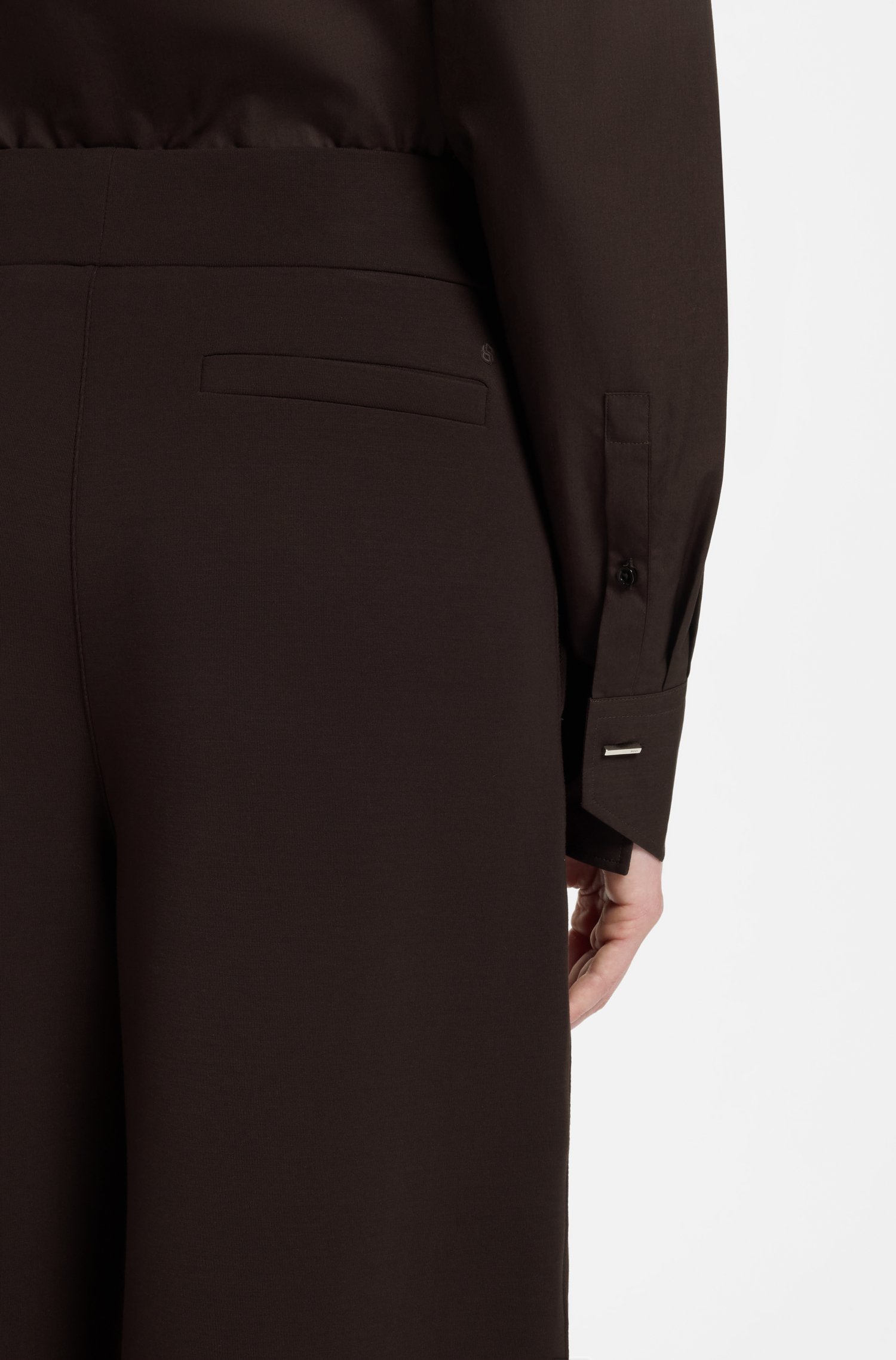 Boss Wide-leg relaxed-fit trousers with Double B logo byxor dam – bild 3