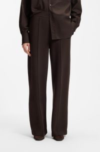 Wide-leg relaxed-fit trousers with Double B logo, Dark Brown