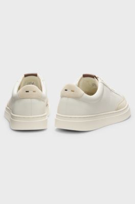 Leather trainers with suede trims, Natural
