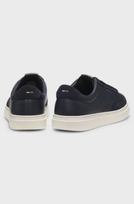 Leather trainers with suede trims, Dark Blue
