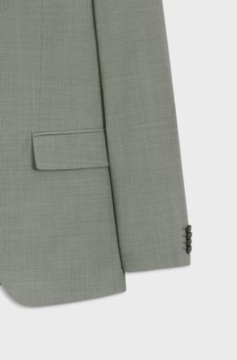 Slim-fit suit in stretch dobby cloth, Light Green