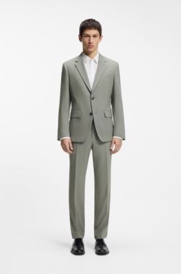 Slim-fit suit in stretch dobby cloth, Light Green