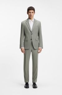 Slim-fit suit in stretch dobby cloth, Light Green
