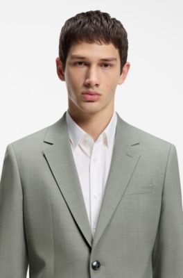 Costume Slim en tissu stretch rati&egrave;re, Chaux