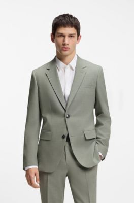 Slim-fit suit in stretch dobby cloth, Light Green