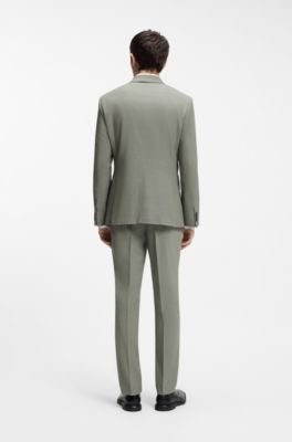 Slim-fit suit in stretch dobby cloth, Light Green