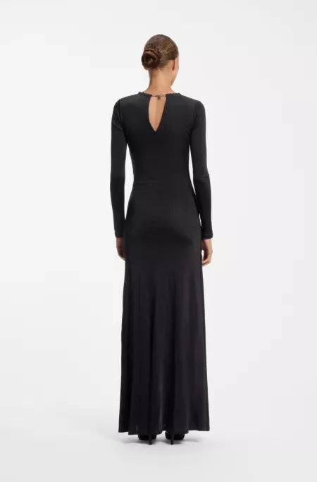 Langärmeliges Jersey-Kleid mit Halskette