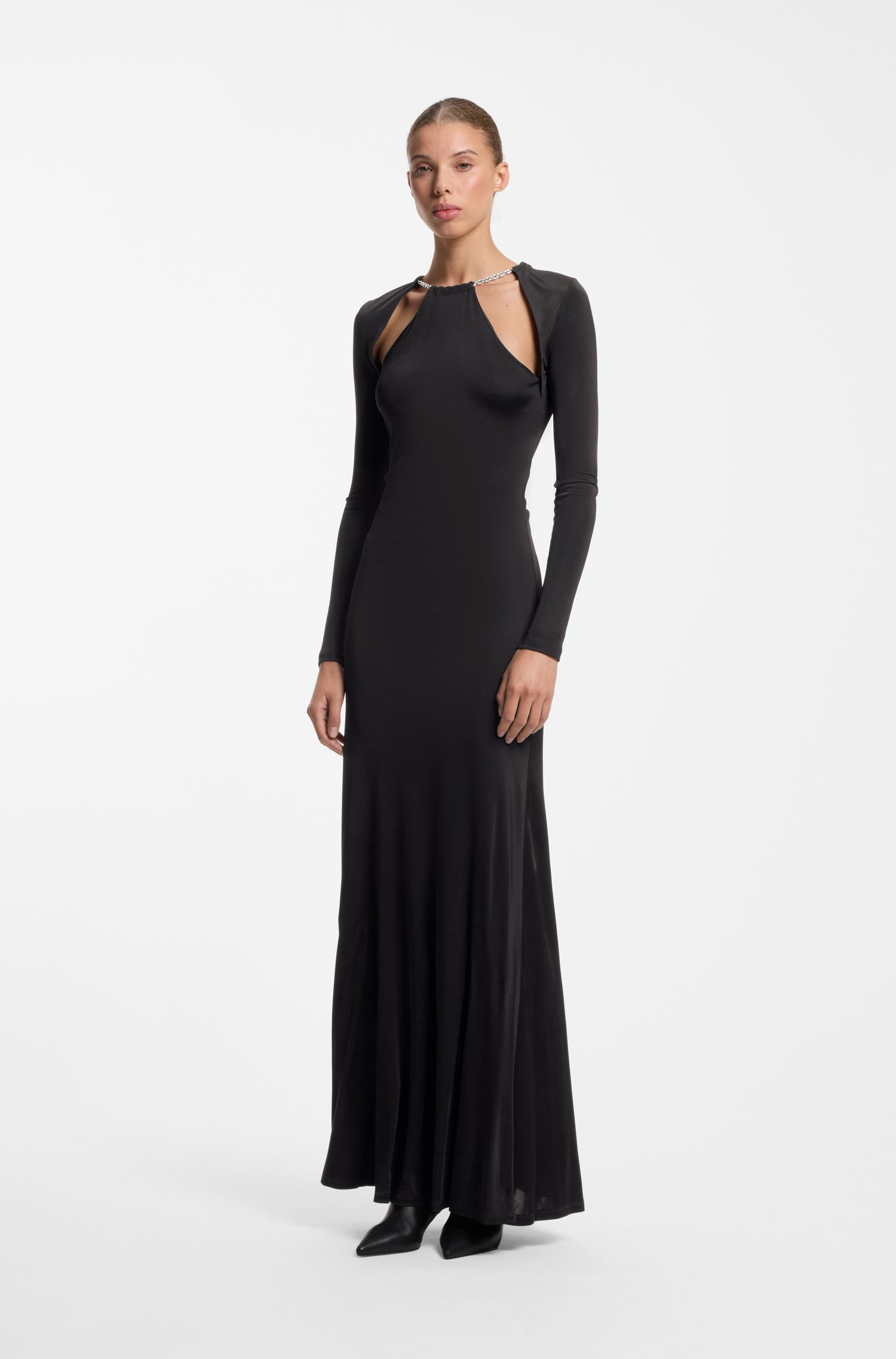 Hugo Long-sleeved jersey dress with chain necklace klänningar dam