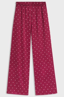 Relaxed-fit trousers in satin with polka-dot print, Dark Red